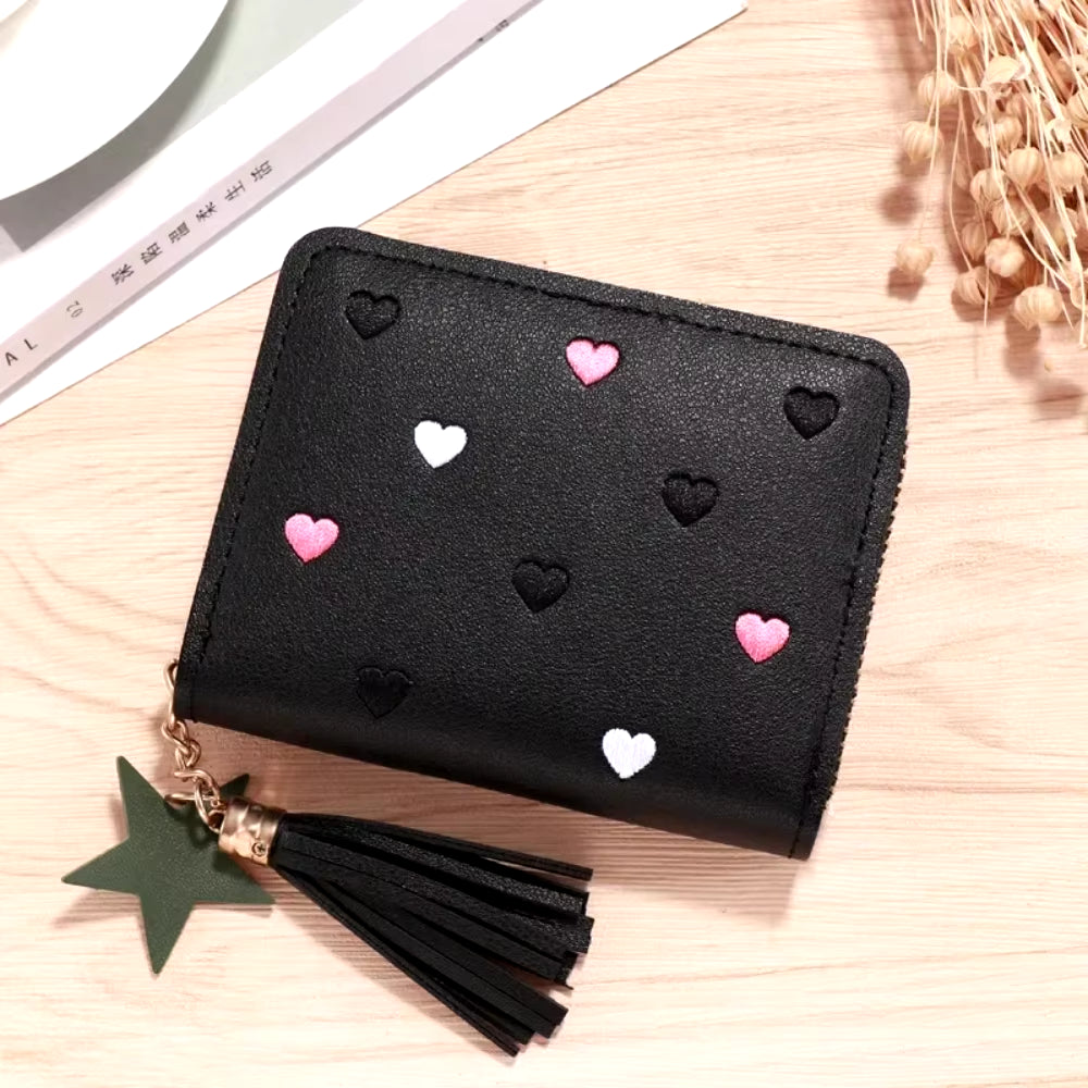 Women Small Wallet Ladies Mini Tassel Wallet Cute Girl Short Zipper Lovely Pu Leather Coin Purse Female Hand Wallet Purse 1PC