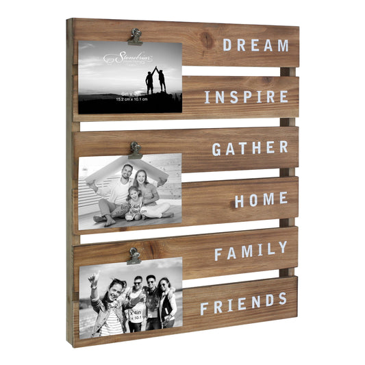 Wood Collage Picture Frame with Rustic Metal Clips, 4X6