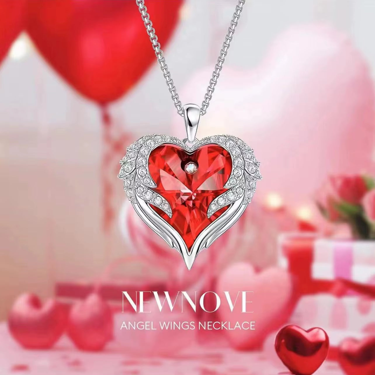 New Hot Selling Valentine'S Day Gift Ocean Heart Love Necklace with Eternal Rose Jewelry Box for Girl Mother Christmas Gifts